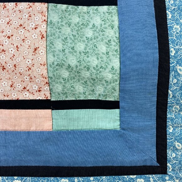 Handmade Patchwork Quilt With Colorful Pencil Design & Floral Backing - Picture 4 of 6